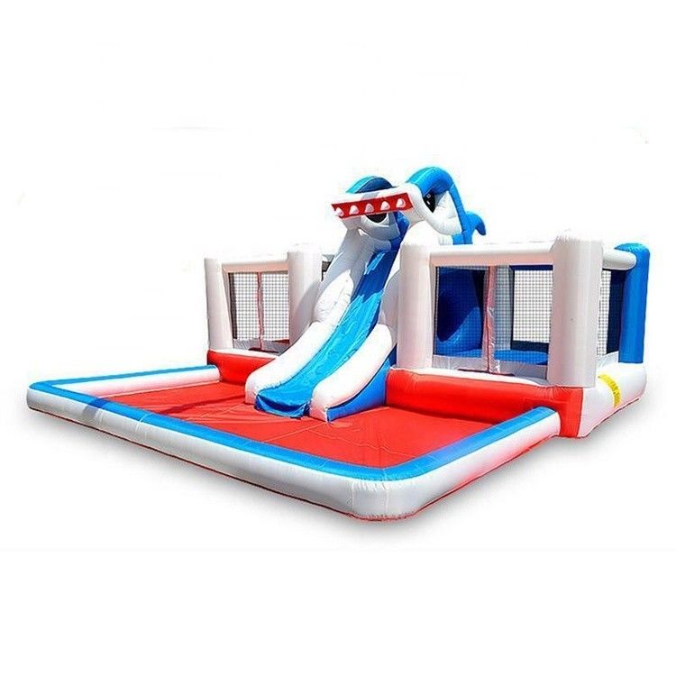 Castle Kids Πνευματώδης καρχαρίας άλμα σπίτι άλμα με υδρόδρομο και φορητό σχεδιασμό