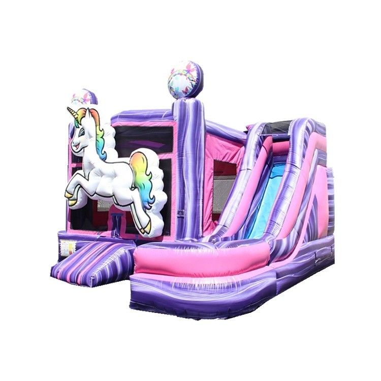 5x5m Φουσκωτό Ουράνιο Ουράνιο Μονόκερο Bouncy Castle Slide Combo Προσαρμοσμένη Συλλογή Χρωμάτων